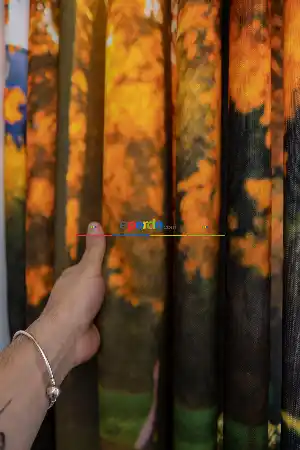 Hazır Ölçülü Dökümlü Kumaştan Göl Manzaralı Baskılı Pilesiz Fon Perde 1. Kalite