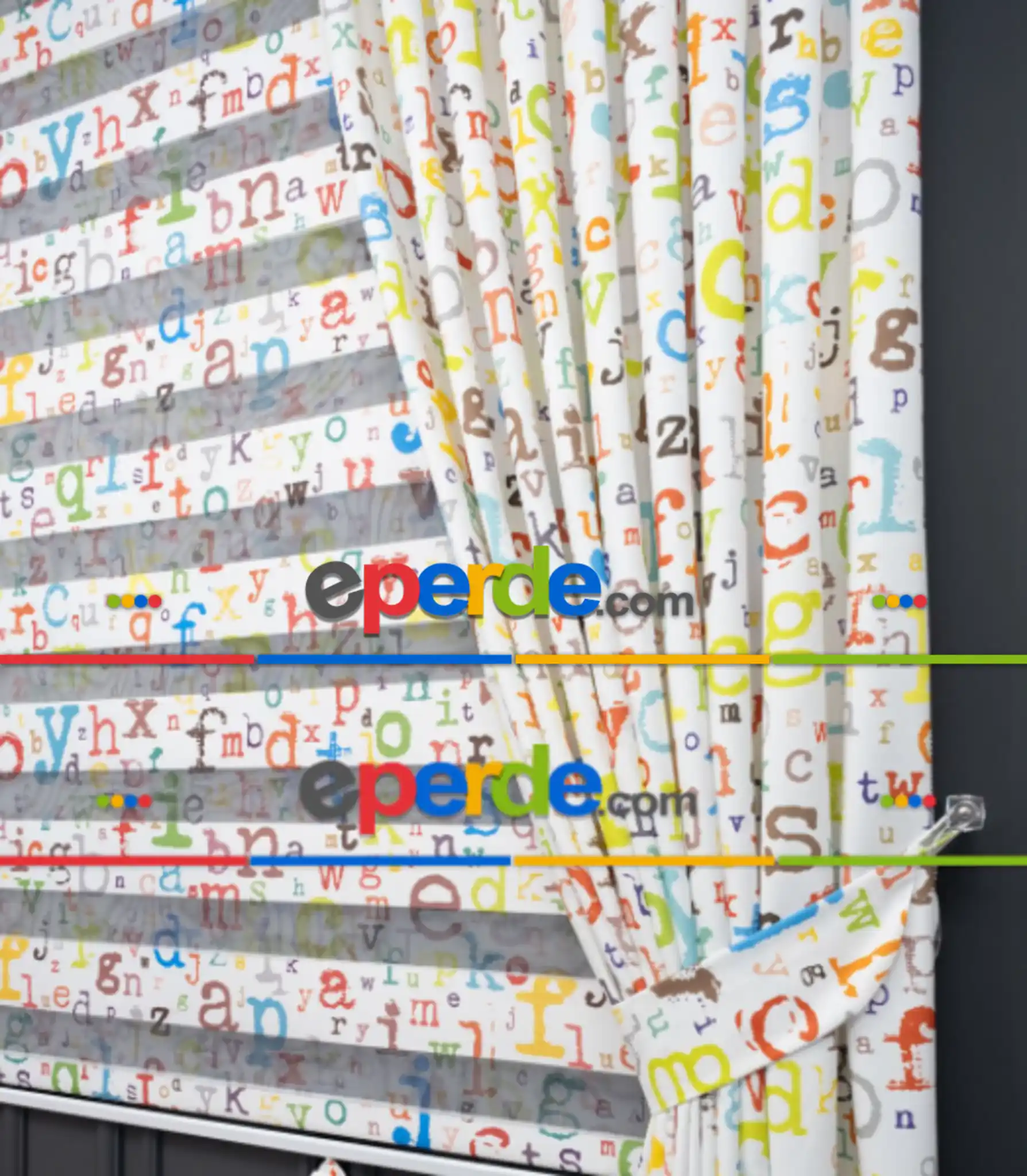 Harf Baskılı Zebra Perdeler