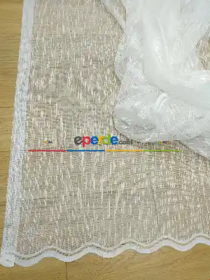 Hazır Ölçülü Spor Desen Fransız Dantel Çizgili Tül Perde