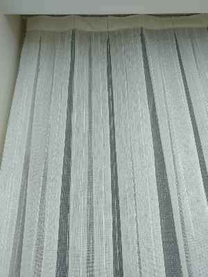 Çizgili Keten Tül Perde- Ekru - Kurşunlu Tül