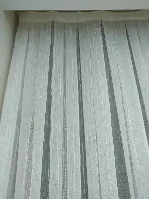 Çizgili Keten Tül Perde- Ekru - Kurşunlu Tül