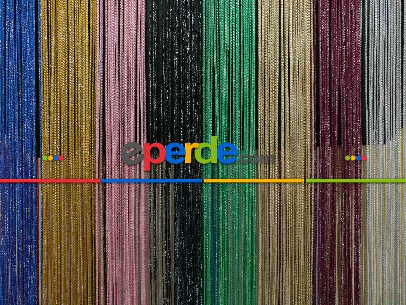 Pembe Rengi İp Perde İnce Zincir Simli Serisi- Pembe-gümüş