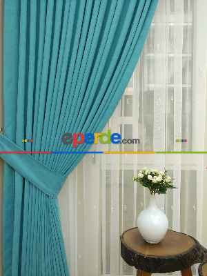 A Petrol - Düz Fon Perde ( Dökümlü Fon Perde)- Petrol Mavisi