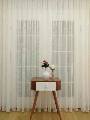 Puantiyeli Dantel Tül Perde - Ekru