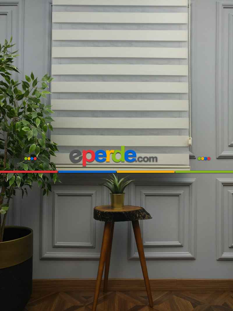 Karartma Zebra Perde - Blackout Zebra Perde-ışık Geçirmez Zebra Perde- Bej