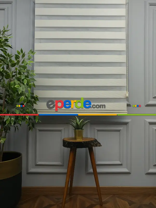 Salon Zebra Perde - Karartma Zebra Perde - Blackout Zebra Perde-ışık Geçirmez Zebra Perde- Bej