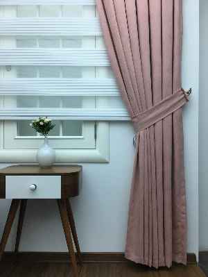 Pudra Pembe Düz Fon Perde (280 Eninde)- Pembe Pudra Pembe