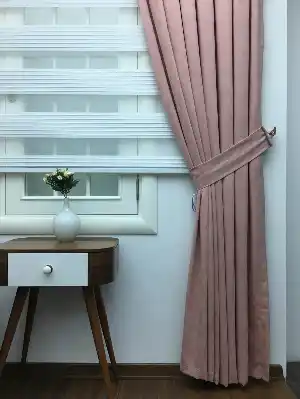 Pudra Pembe Düz Fon Perde (280 Eninde)- Pembe Pudra Pembe