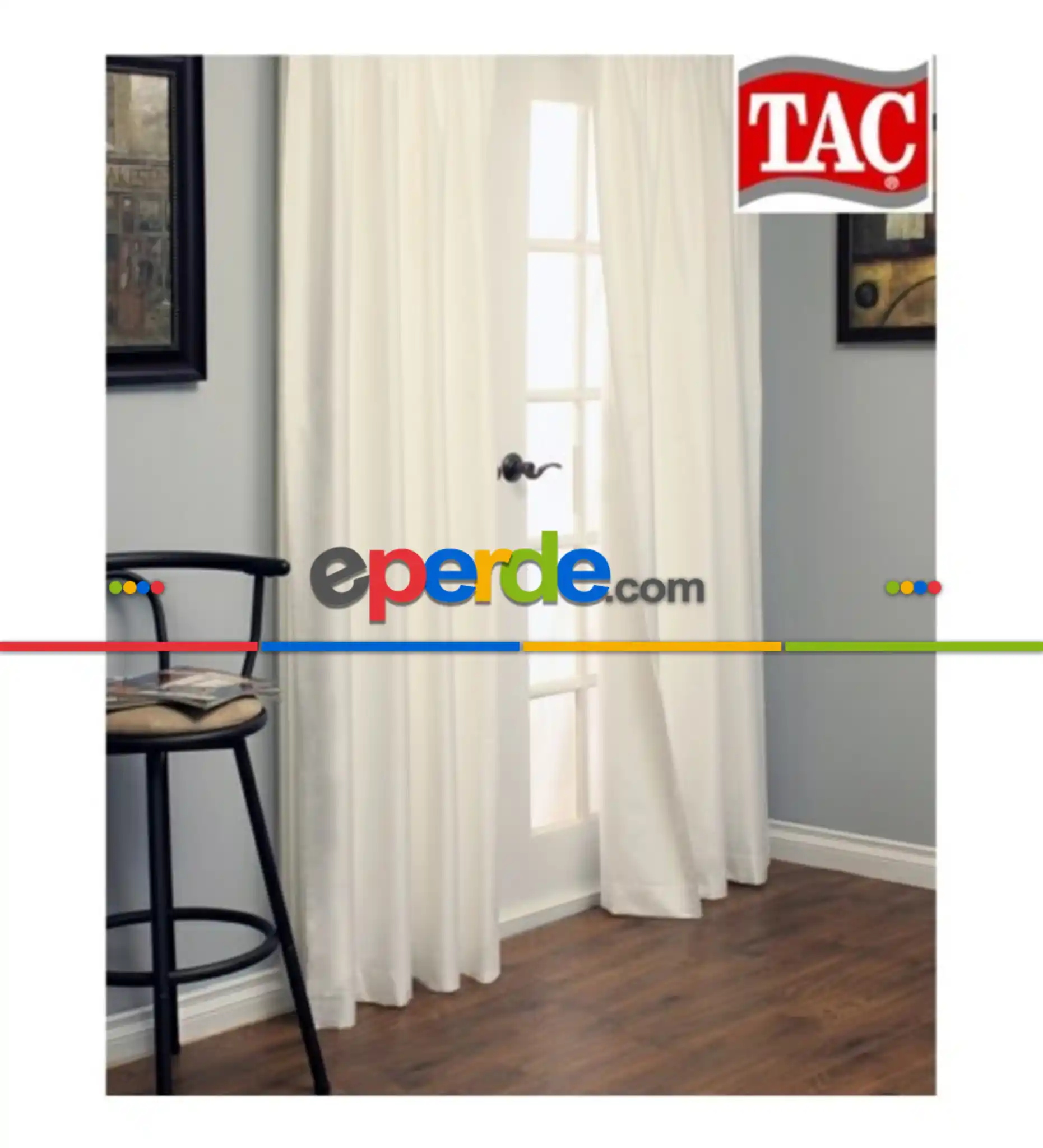 Güneşlik Perde - Taç Güneşlik - Krem Ve Beyaz