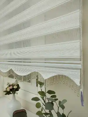 Zebra Perde - Micro Pilise - Simli Renk Geçişli Zebra Perde- Altın Simli-ekru