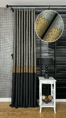 Altın Antrasit Gri Kombinli Jakar Dokuma, Premium Kalite Serisi Ağır Gramajlı