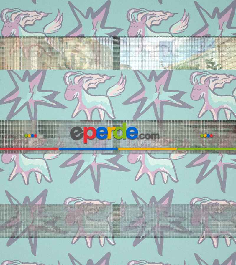 Unicorn Desenli Baskılı Zebra Perde- Çok Renkli