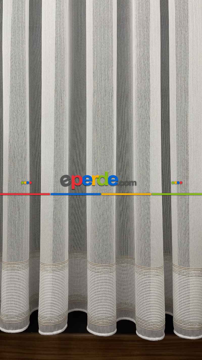 Premium Kalite Trend Perde Modelleri 2025-enine Kumaş Bantlı Dokuma Tül Perde 06