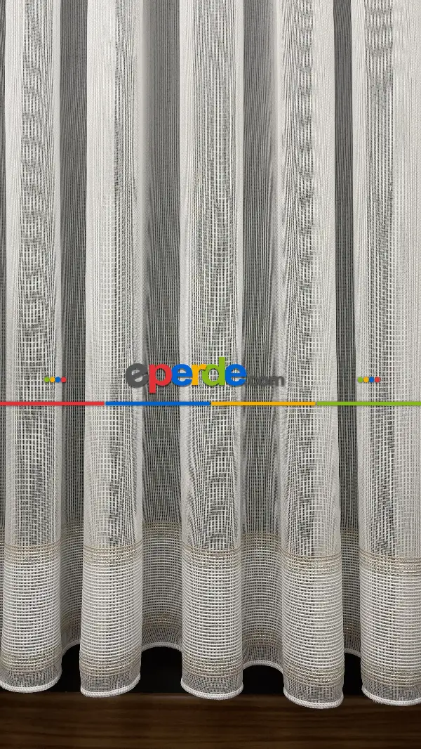 Salon - Premium Kalite Trend Perde Modelleri 2025-enine Kumaş Bantlı Dokuma Tül Perde 06
