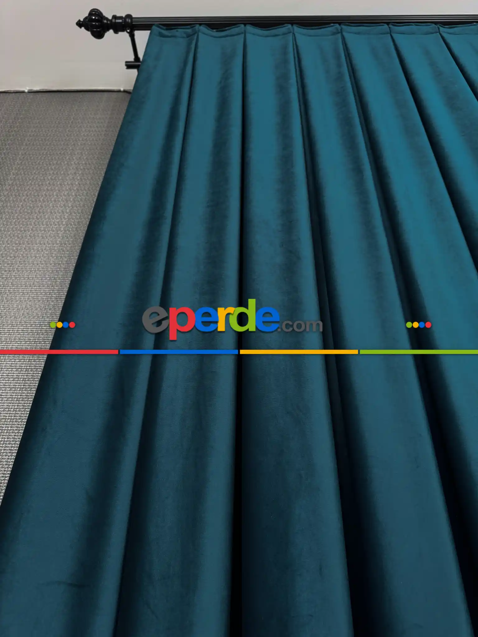 Yatak Odası - Petrol Yeşili İthal Kadife Fon Perde, Premium Kalite Serisi Kadife Fon Perde