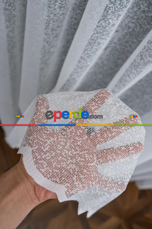 Taç Karlı Desen Örme Düz Tül Perde