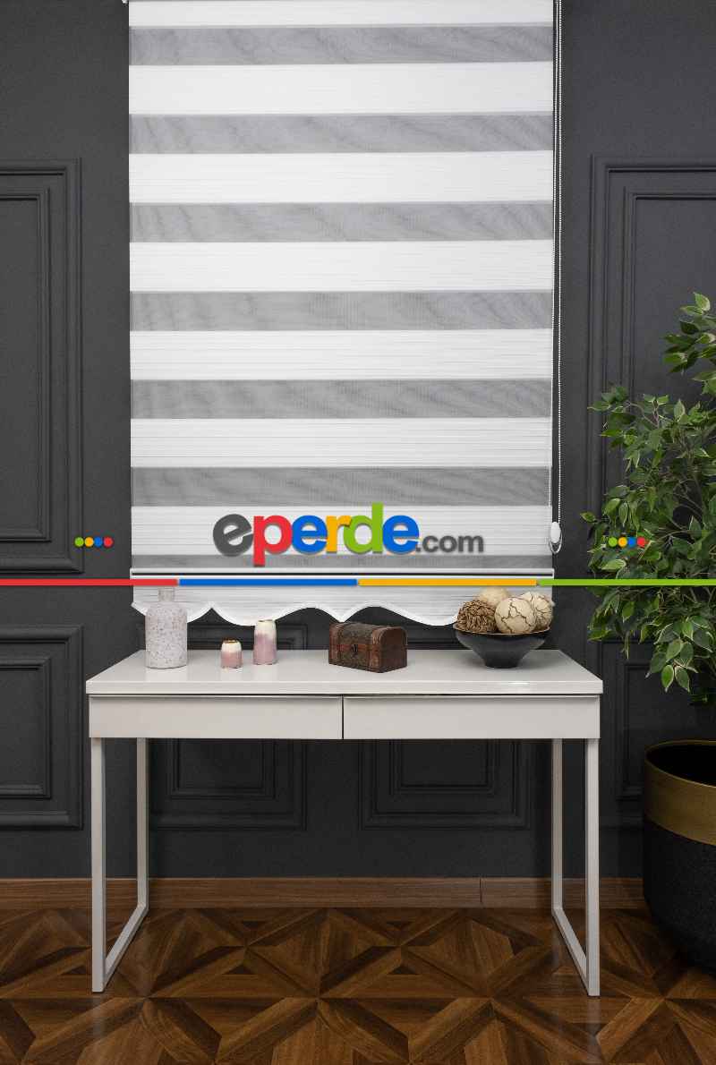 70x200 Ekru Geniş Plise Zebra Perde