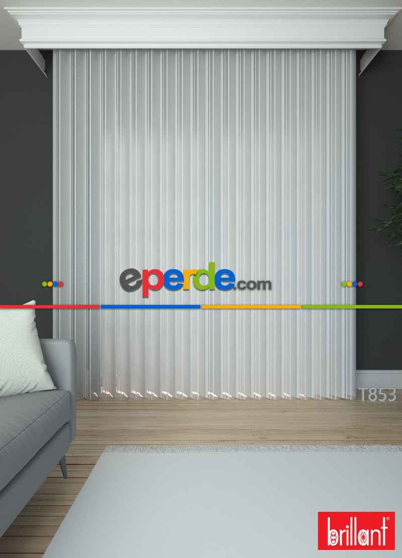 Brillant Akıllı Tül Perde Açık Gri Renkli Tül Dikey Zebra Perde Düz 1. Kalite