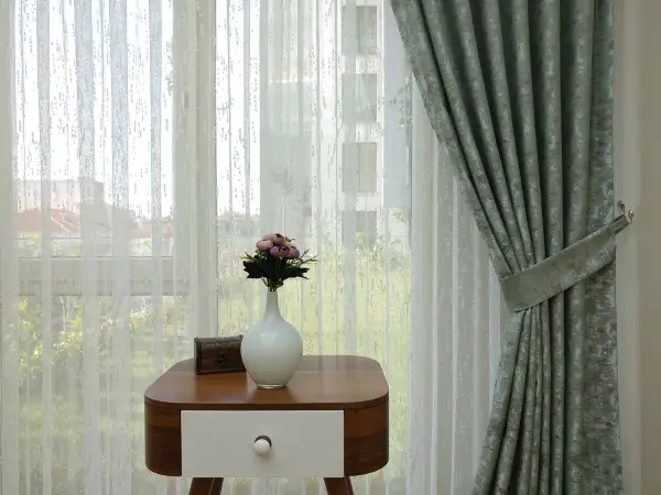 Patinedesenli Mint - Katyonik Jakar Fon Perde- Mint