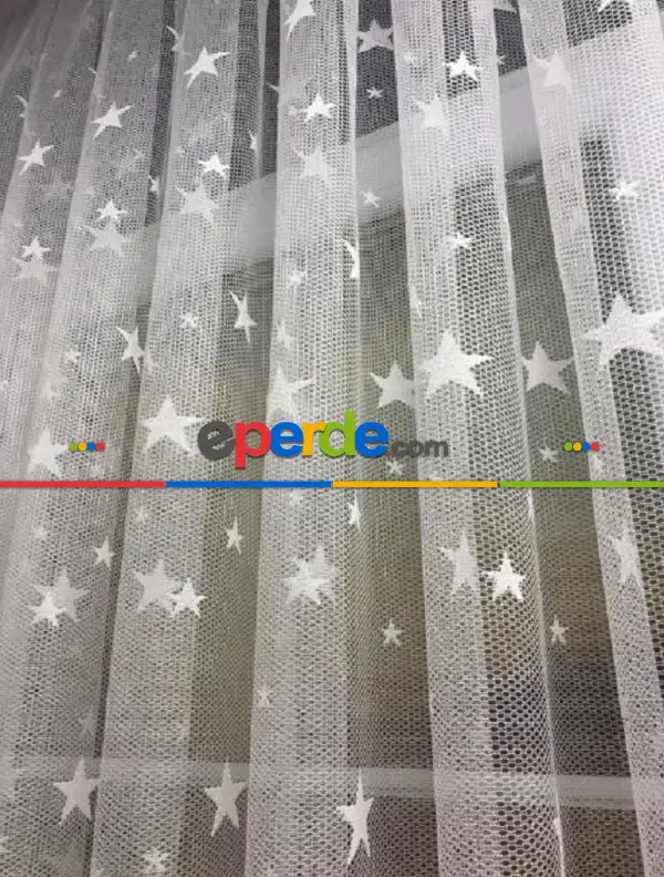 Yıldız Desenli Örme Tül, Çocuk Odası Tülü