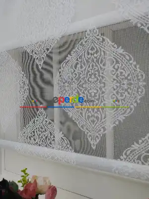 Yatak Odası - Damask Desen Örme Tül Stor-a Kalite -ekru Renk