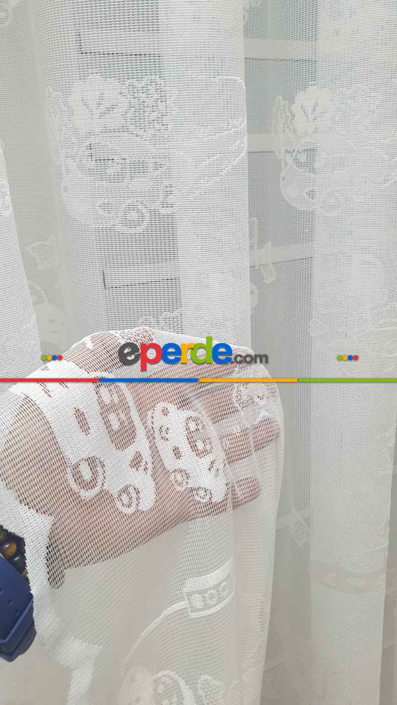 Araba Desen Modeli Desen Tasarım Erkek Çocuk Odası Tül Perde