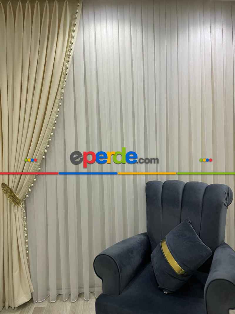 Yatak Odası - Brillant Düz Simli Kalın Bambu Ağır Gramaj Lüx Tül Perde