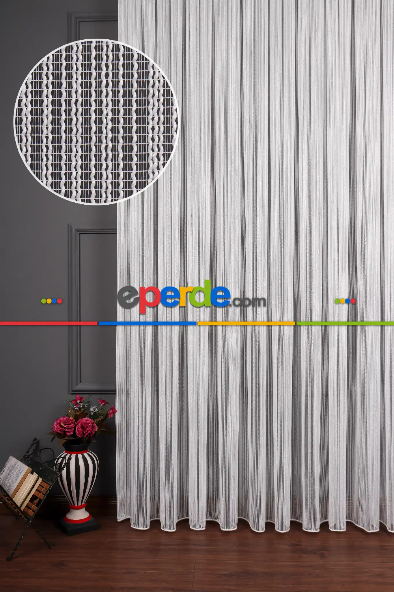 Yatak Odası - Makarna Çizgili Armür Tül Perde Akdz 1070