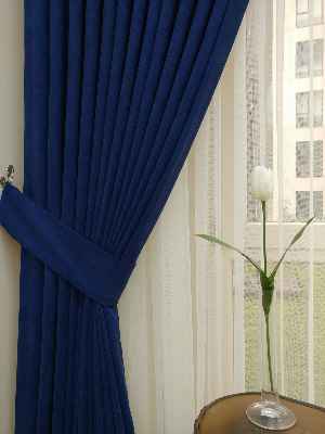 Salon Parlement Mavi Düz Sade Fon Perde Dökümlü (  Dökümlü Fon)- Saks Mavi