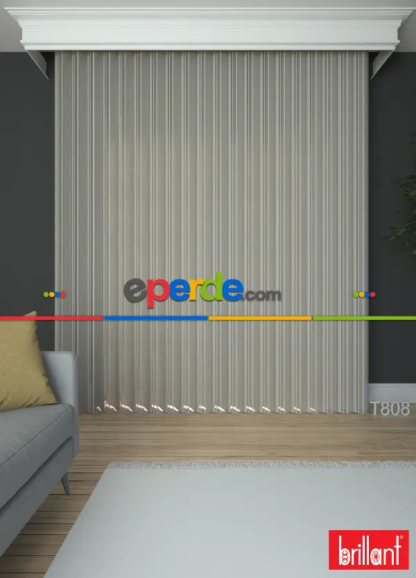 Brillant Akıllı Tül Perde Kahverengimsi Gri Renkli Tül Dikey Zebra Perde Düz 1. Kalite