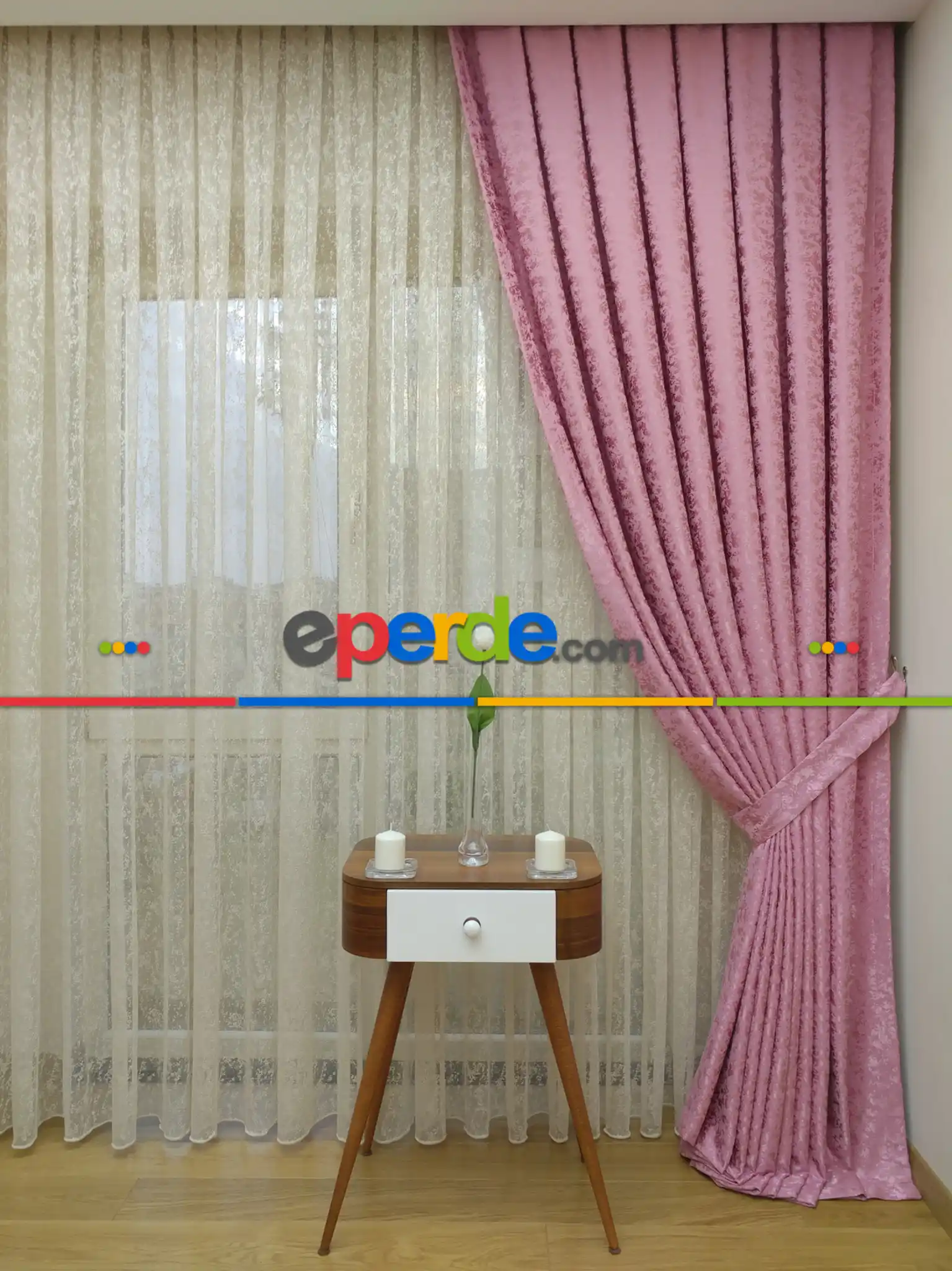 Koyu Pembe Rengi Duz Jakar Fon Perde (150)- Gül Pembe