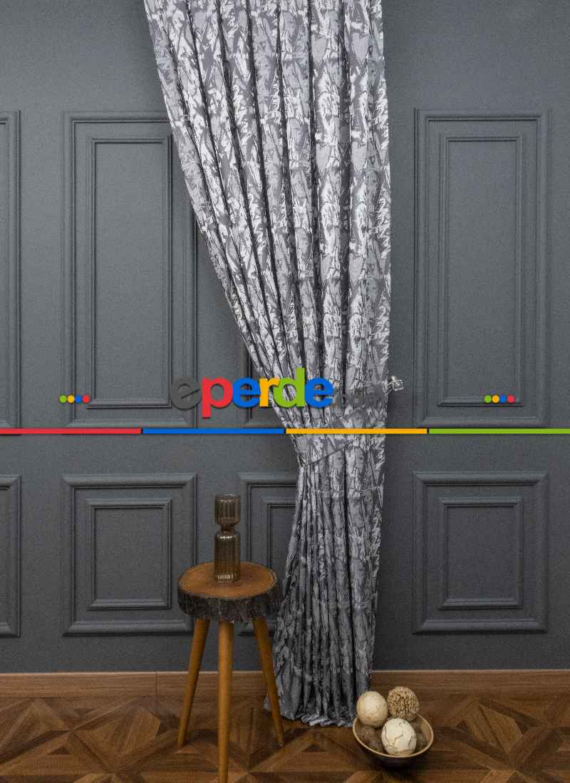 Jakar Dokuma Fon Perde Antrasit Gri