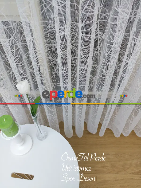 Salon Tül - Salon Yatak Odası Fransız Dantel 2021 Tül Perde- Ekru