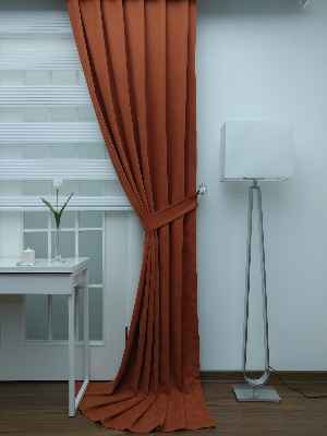 Kiremit Rengi - Düz Fon Perde- Kiremit Rengi