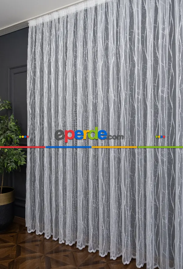 Taç Es S Modern Tasarım Taç Örme Tül Perde