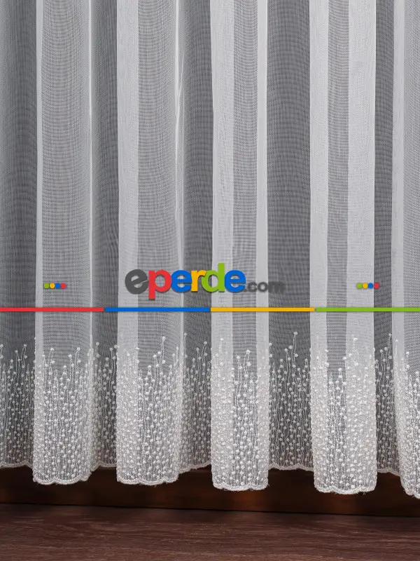 Etek Ucu Nakış İşlemeli Tül Perde