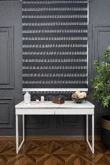 90x200 Hazır Siyah Bambu Zebra Perde