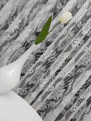 Salon Damask Desenli Örme Kdk Tül Perde %25 Ekstra İndirimli- Ekru