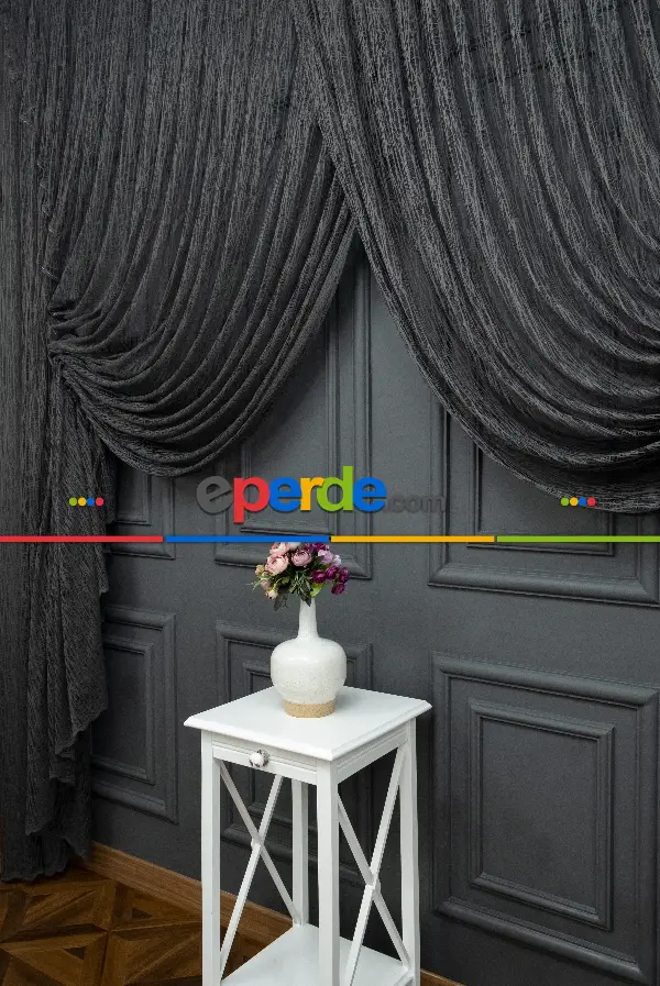 Gri Antrasit Füme Tiyatro Yanki Kruvaze Model Tül Yanki Tül Camkırığı Tül