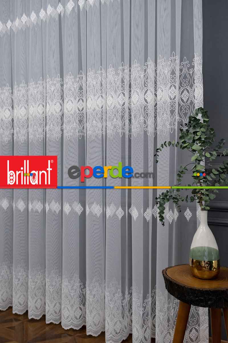 Yatak Odası - Brillant Tül Salon Damask Desen Tarz Moda Yeni Nakış İşlemeli Tül