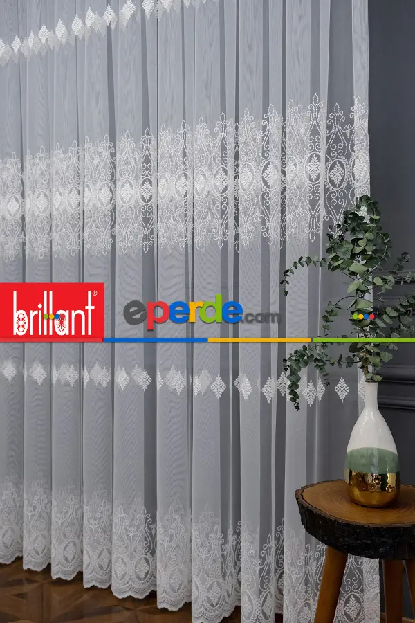 Brillant Tül Salon Damask Desen Tarz Moda Yeni Nakış İşlemeli Tül