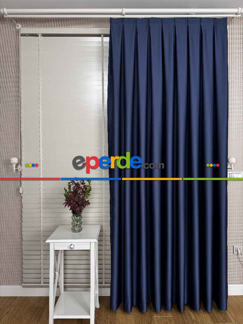 Koyu Lacivert Karartma Blackout Fon Perde, Premium Kalite Serisidir, %90 Oranında Işığı Keser