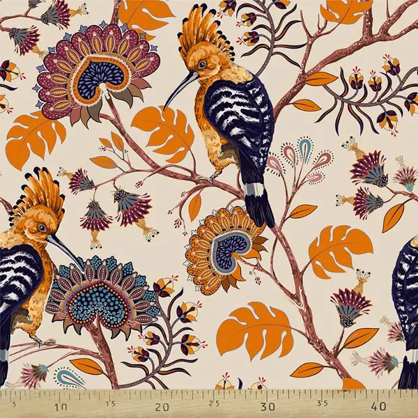 Kuş Desenli Fon Perde Evm728 Kumaşı Kalındır Duck Bezi Değildir- Siyah-Lacivert-Mavi-Sarı-Turuncu-Gül Kurusu