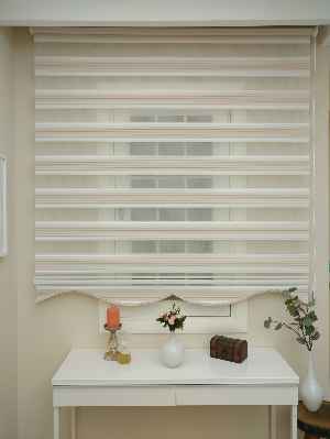 Mutfak - Zebra Perde - Degrade Renk Geçişli Pileli Zebra Perde- Pudra