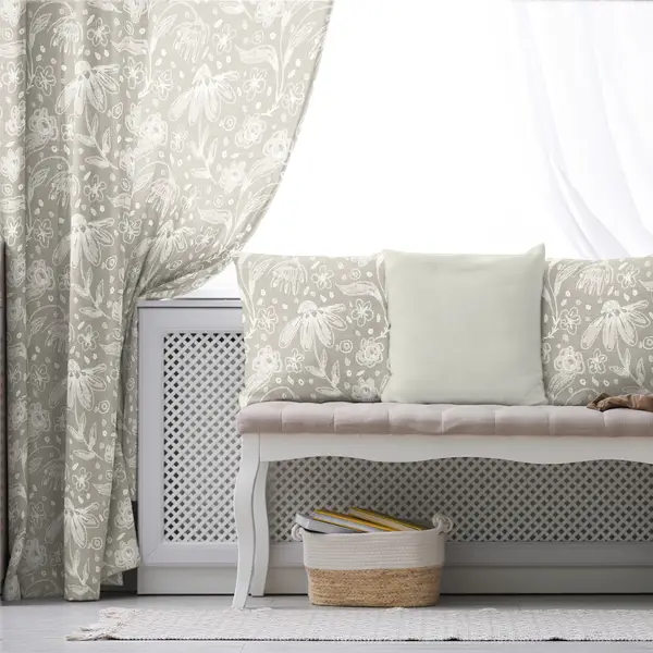 Oturma Odası Fon Perde Evim1596 Kumaşı Kalındır Duck Bezi Değildir- Mavi-beyaz