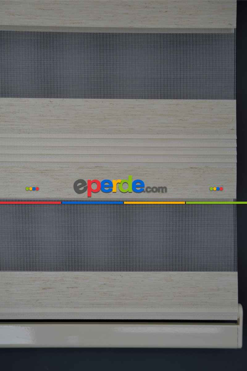 Halim Perdesan Plz-600 Krem & Ekru Renk Etekli Veya Eteksiz Zebra Stor Perde