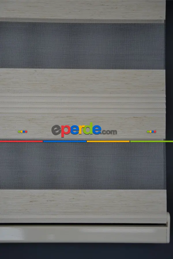 Halim Perdesan Plz-600 Krem & Ekru Renk Etekli Veya Eteksiz Zebra Stor Perde