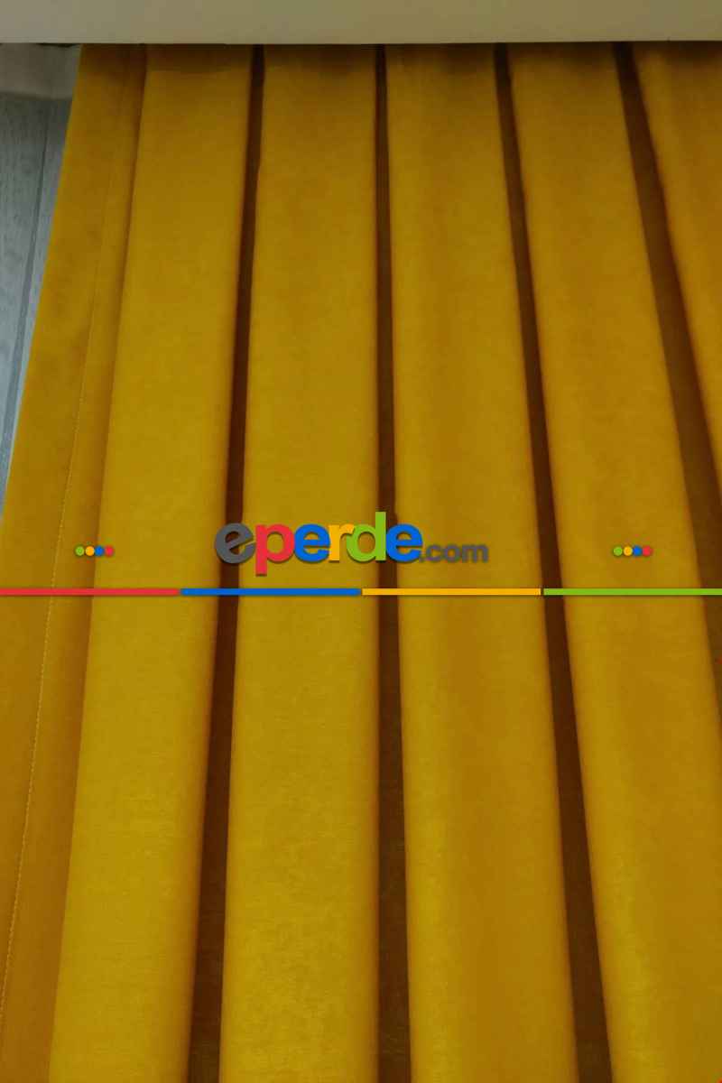 Soft Fon Perde Koyu Sarı Kumaş Kanat Yan Perde- Sarı