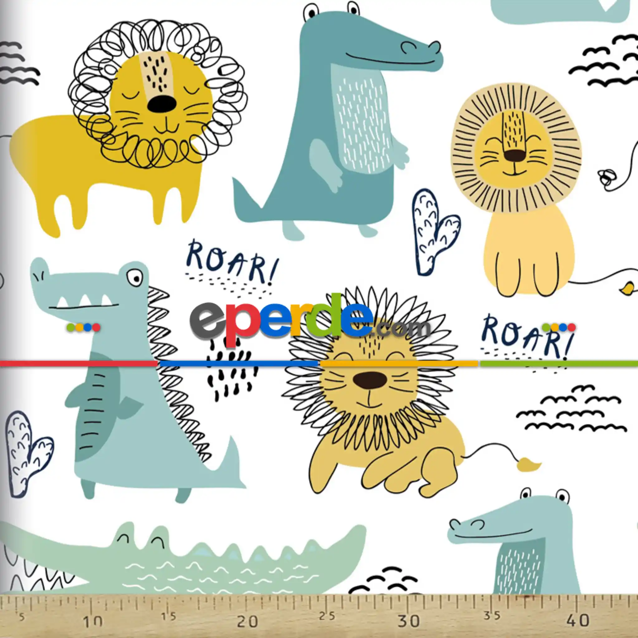 Timsah Ve Aslan Desenli Fon Perde Evm1088-2 Kumaşı Kalındır Duck Bezi Değildir- Siyah-Sarı-Beyaz