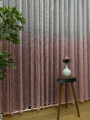 Konak Özel Seri Pembe Renk Degrade Geçişli Örme Tül Perde- Pembe Pudra Pembe-pudra